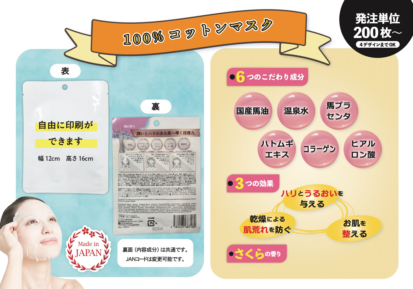 100%コットン厚手マスク